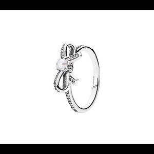 Pandora Delicate Sentiments Silver Pearl CZ Sz 8.5